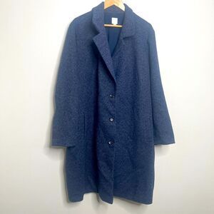 J. Jill Women's 3XL Navy Herringbone Wool Blend Trench Coat Gorgeous
